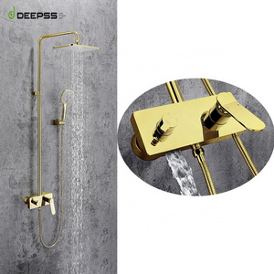 DEEPSS kaiping factory europe style bathroom 8'' rainfall shower column set rain shower head shower faucet sets