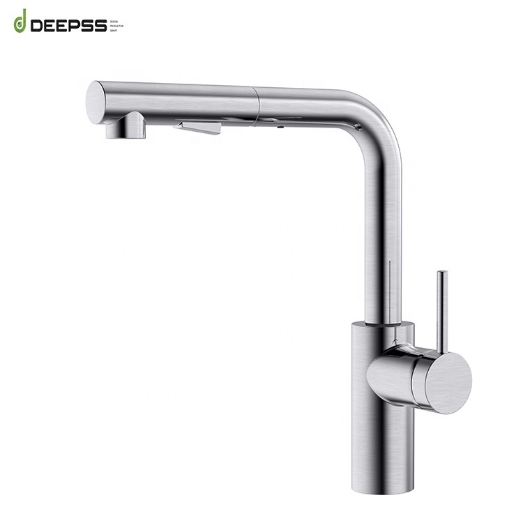 Deepss Popular Single Lever Mixer Brushed Tap with Extension Steel High End Kitchen Faucet Flexible