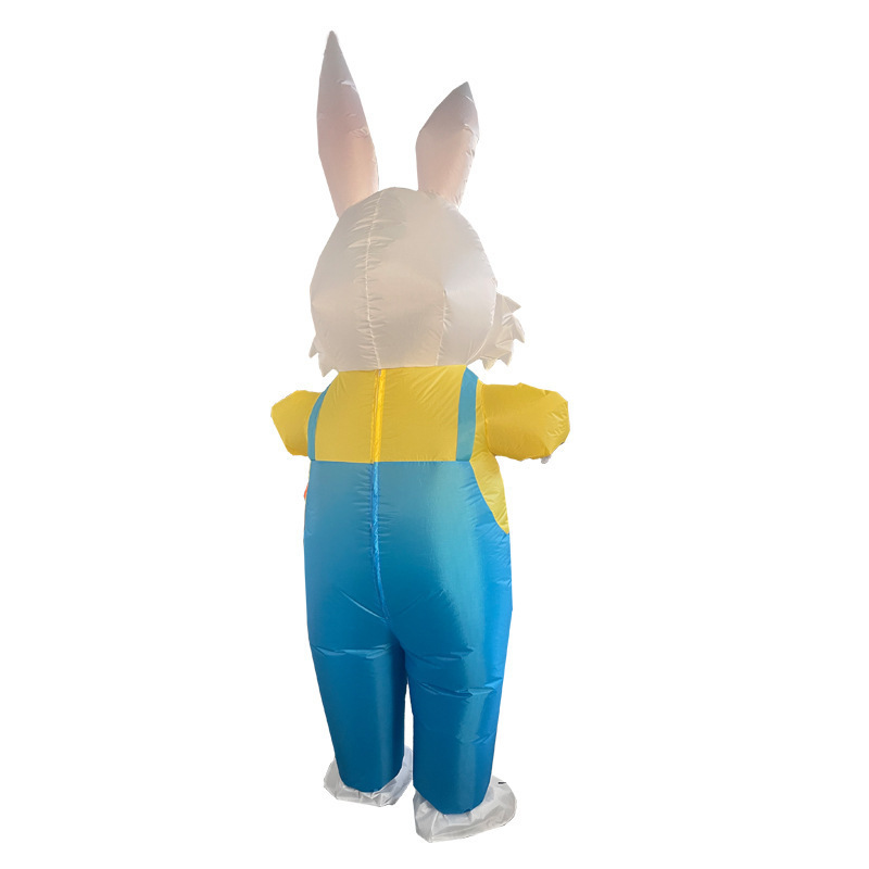 Hot Selling Easter Party Inflatable Bunny Mascot Doll Walking Costume Blow Up Sweet Lovely Rabbit Mascot Outfit for Adults