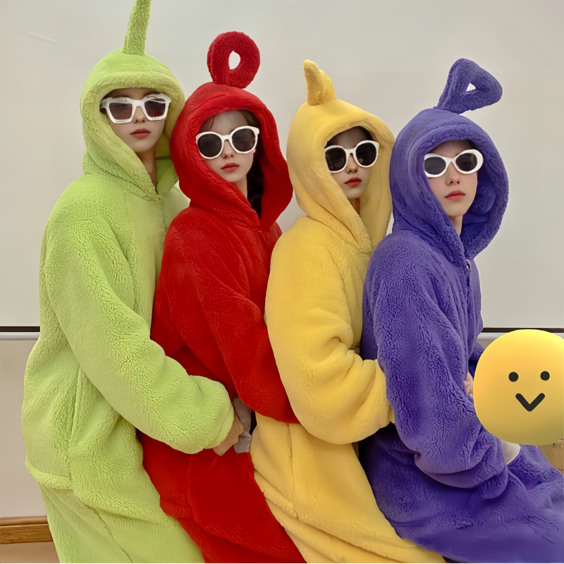 SSYC Unisex Adult Teletubbies Costumes Disi Jumpsuit Lala Cosplay Pajamas Animal Sleepwear Jumpsuit