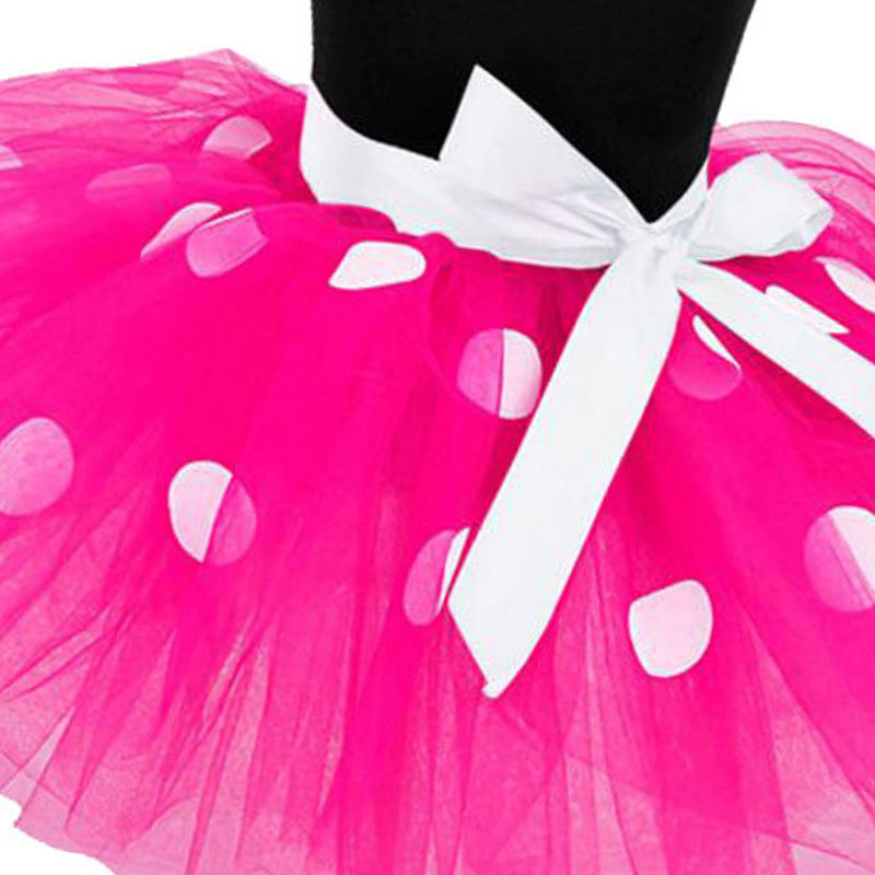 Toddler Girls Minnie Polka Dot Puffy Tutu Play Dress Kids Belted Princess Tulle Dress For Halloween Birthday Party