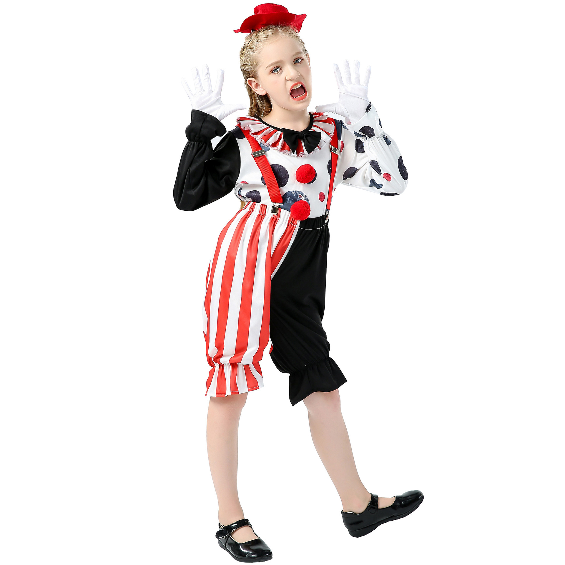 Girls Clown Costume Halloween Party Clown Dress Up  Children's Day Costume Scary Halloween Costume for Girls