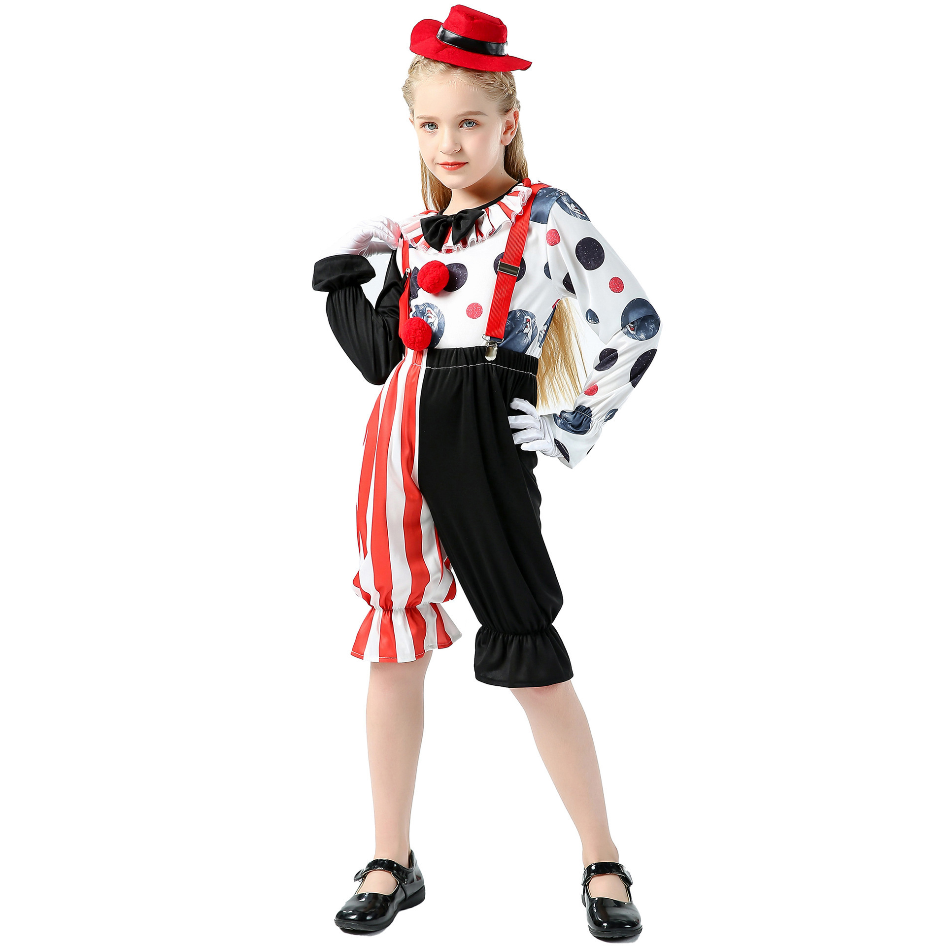 Girls Clown Costume Halloween Party Clown Dress Up  Children's Day Costume Scary Halloween Costume for Girls