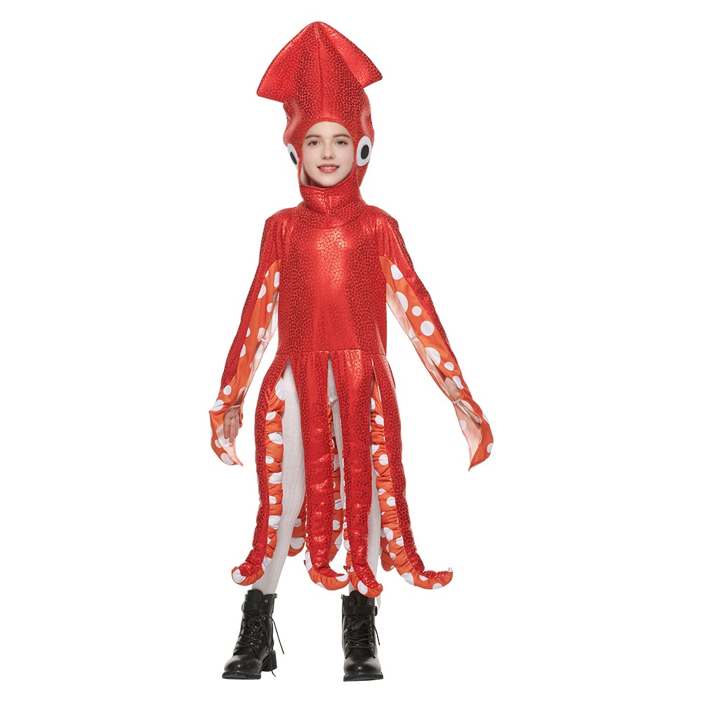 Funny Kids Squid Suit Halloween Costume Halloween Children Play Costumes Sea Creatures for School Party