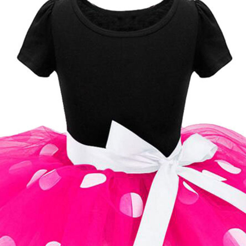 Toddler Girls Minnie Polka Dot Puffy Tutu Play Dress Kids Belted Princess Tulle Dress For Halloween Birthday Party