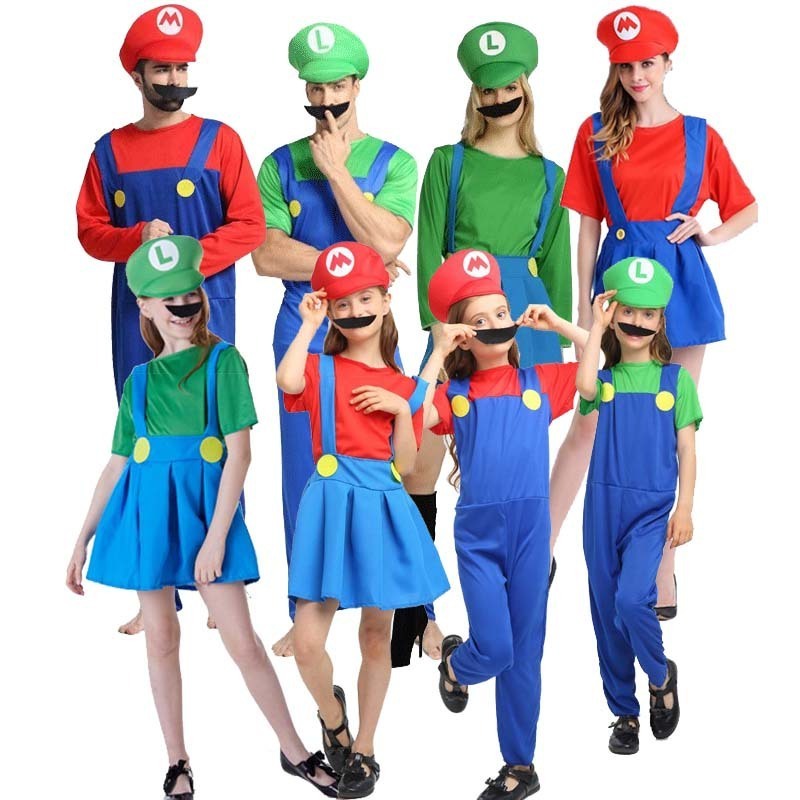 Factory Supply High Quality Boys Girls Super Mario Costume Adult for Men and Women