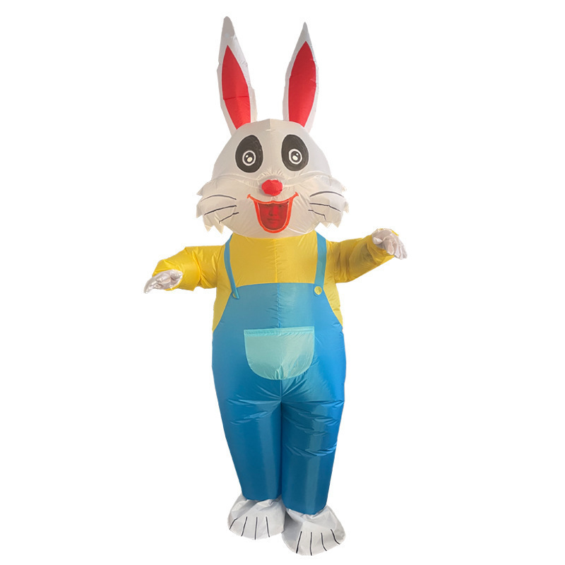 Hot Selling Easter Party Inflatable Bunny Mascot Doll Walking Costume Blow Up Sweet Lovely Rabbit Mascot Outfit for Adults