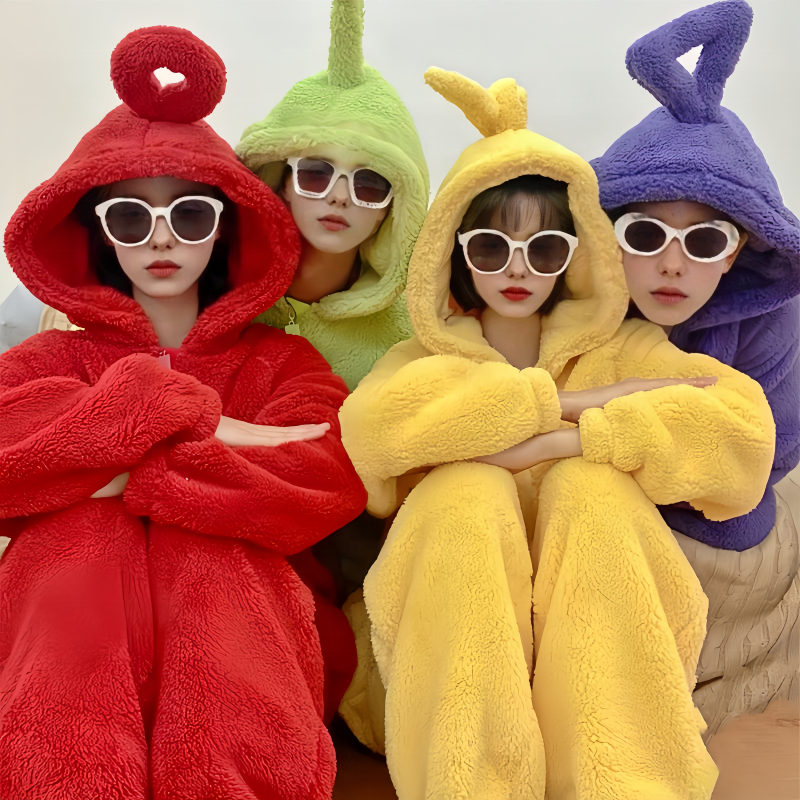 SSYC Unisex Adult Teletubbies Costumes Disi Jumpsuit Lala Cosplay Pajamas Animal Sleepwear Jumpsuit