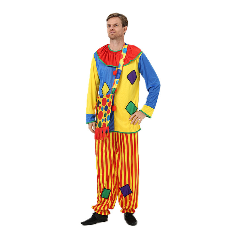 Halloween Adult Clown Clothes Jumpsuit Man Women Joker Cosplay Costumes Carnival Clown Jester Costume