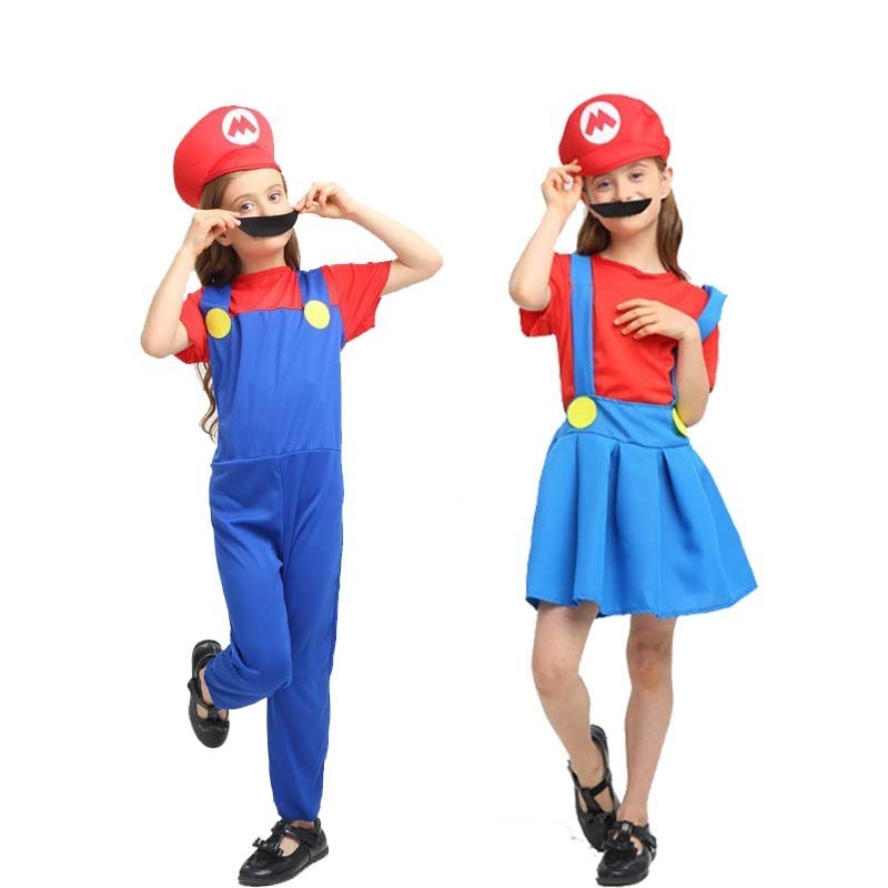 Factory Supply High Quality Boys Girls Super Mario Costume Adult for Men and Women