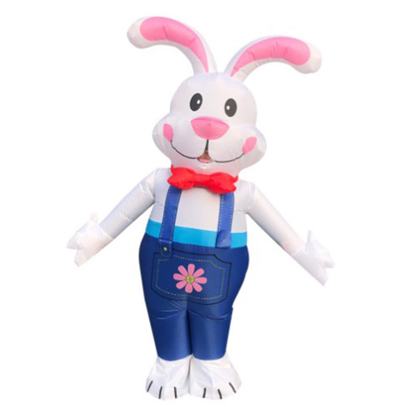 Hot Selling Easter Party Inflatable Bunny Mascot Doll Walking Costume Blow Up Sweet Lovely Rabbit Mascot Outfit for Adults