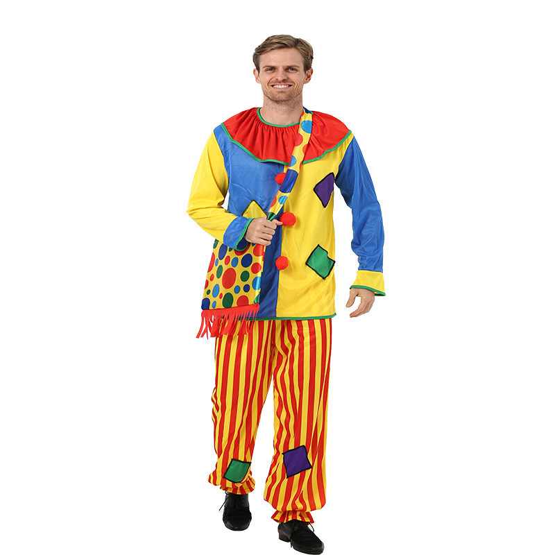 Halloween Adult Clown Clothes Jumpsuit Man Women Joker Cosplay Costumes Carnival Clown Jester Costume