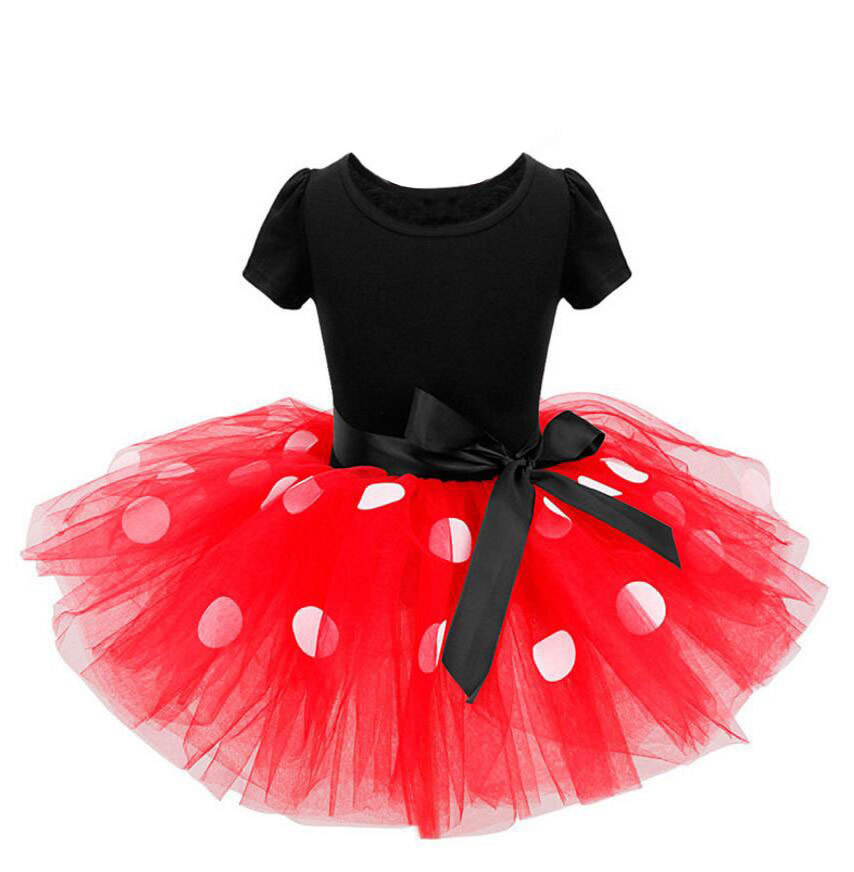 Fashion Kids Performance Costume Bow Knot Skirt Girls Birthday Party Dress Mouse Minnie Lace Tutu Summer Minnie Dress