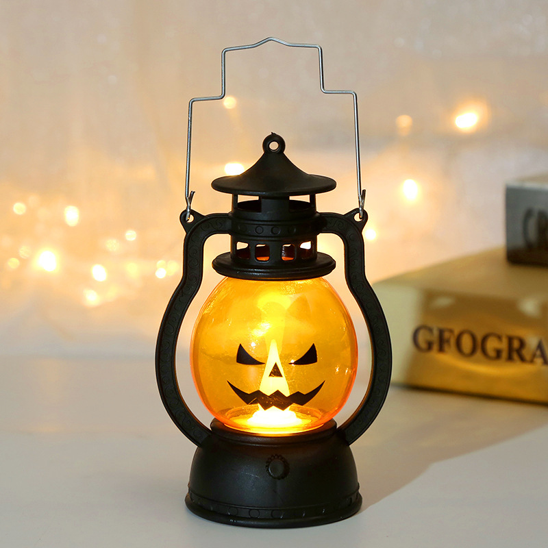 Mini Candle Lantern Hanging Loop Pumpkin Lantern Led Light Battery Operated for  Halloween Dinner Table Decor  Pumpkin Lamp