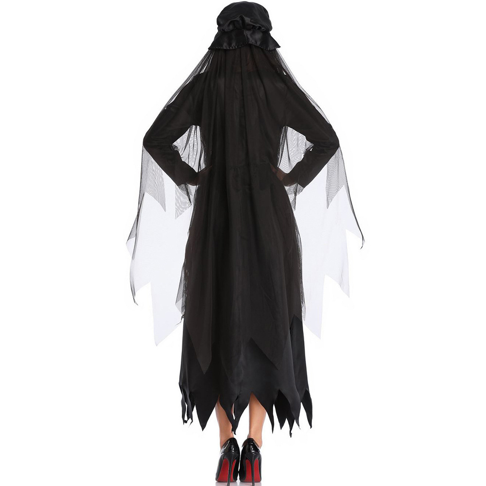 Halloween Masquerade Dress Black Witch Costumes Ghost Bride Cosplay Costume For Adult Women