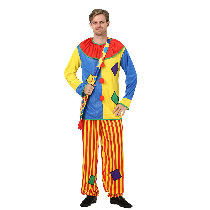 Halloween Adult Clown Clothes Jumpsuit Man Women Joker Cosplay Costumes Carnival Clown Jester Costume