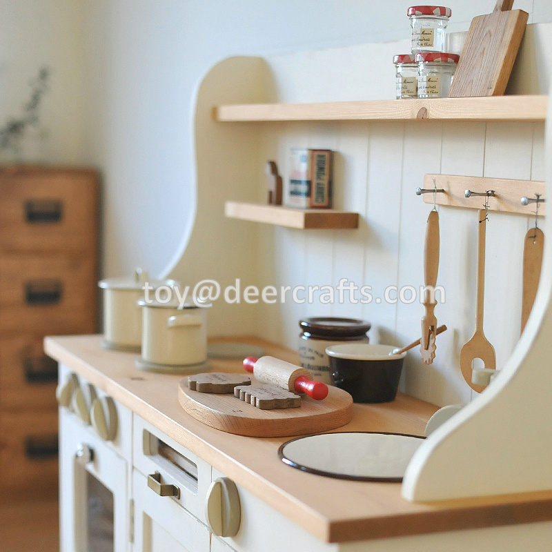 Simple design pretend cooking game wooden toy kitchen for kids DC10728