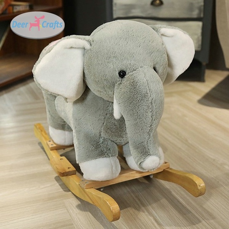 Stuffed Animal Ride On Toy Soft Plush Elephant Rocking Horse For Kids DD16162