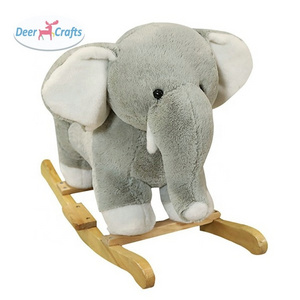 Stuffed Animal Ride On Toy Soft Plush Elephant Rocking Horse For Kids DD16162