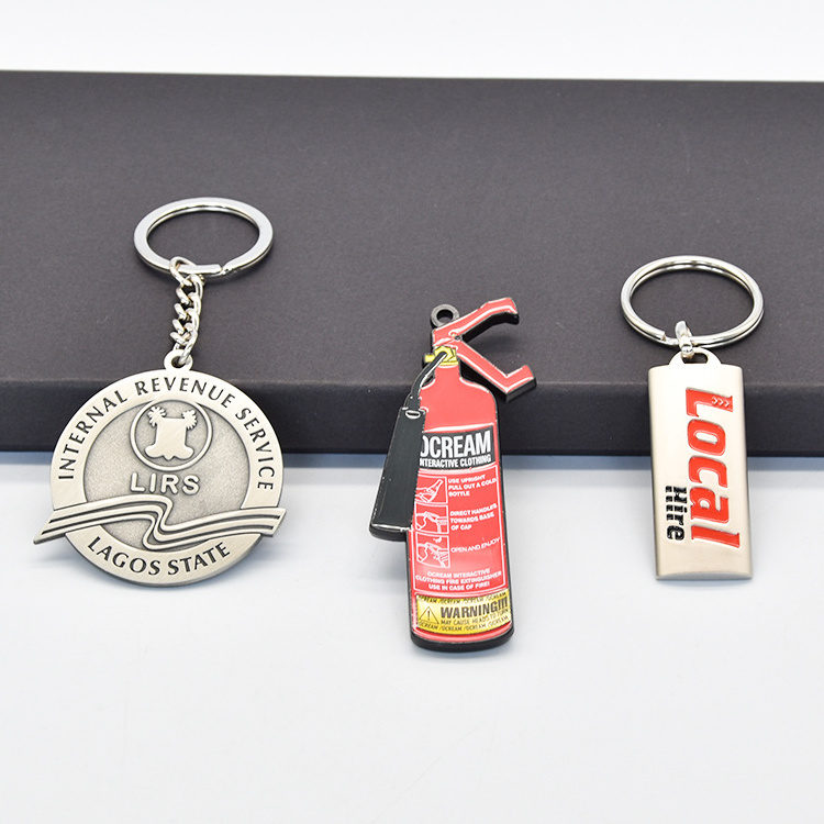 Custom fire extinguisher black metal printed key ring metal keychain