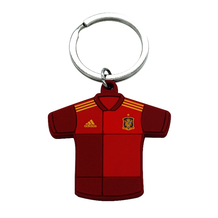 Hot Selling Soccer Football Clothes 2D Custom Shape Logo Sports T-shirt Pvc Keychain