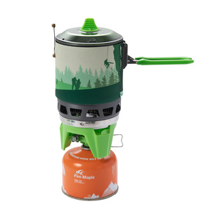 Compact Backpacking Outdoor Pot Integrated Cooking Stove System with Heat Exchanger