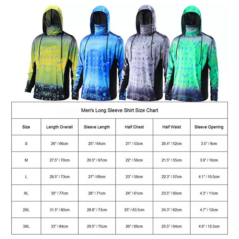 Custom upf50+ Anti Uv Sun Protection Clothing Sublimation Print Mens Long Sleeve Hooded Fishing Wear Quick Dry Fishing Shirts