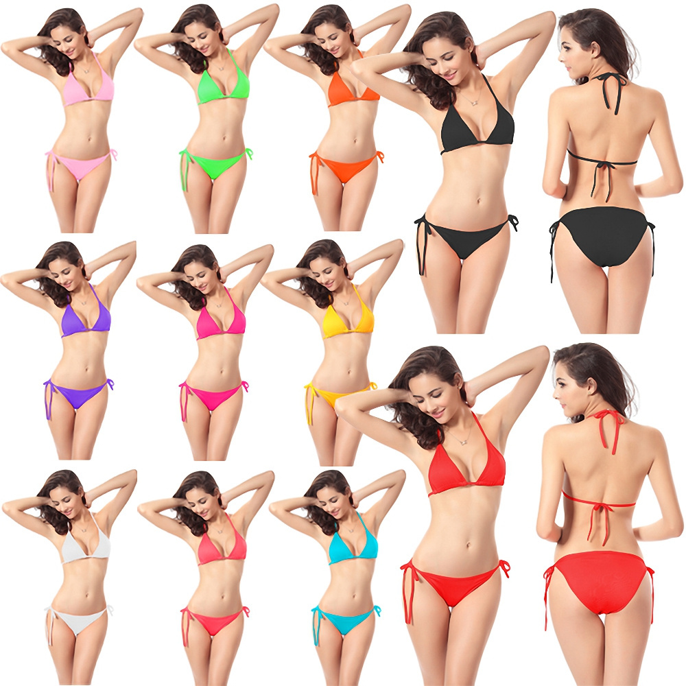 Hot Sale Summer Wade Deep Diving Sexy Swimming Fashion Women Solid Color Woman Swimwear Bikini Swimsuit Bathing Suits Wholesale