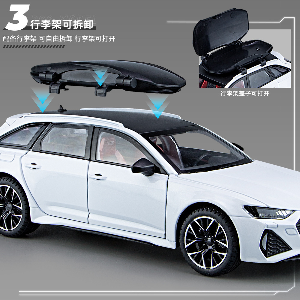 Die casting 1:24 Audi RS6 alloy car model simulation car toy pullback  sound and light metal collection car model