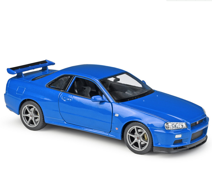 Hot Sell Diecasts Toy Vehicles 1/36 GTR R34 Alloy Pullback Two Door Open Diecast Model Car