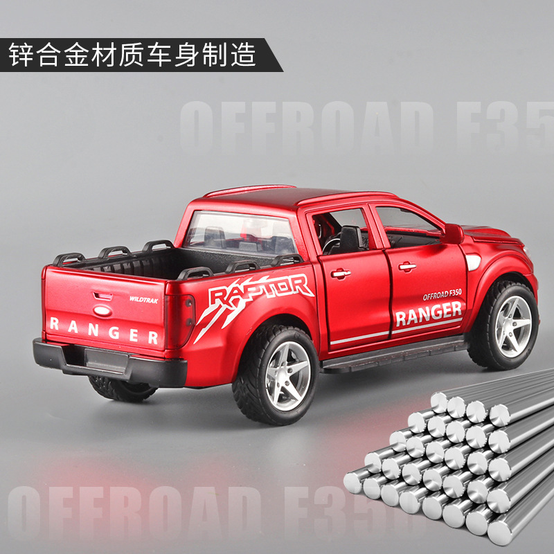 Die casting 1:32 Ford RANGER F350 Alloy car mold spare tire removable pullback Sound Light pickup off-road metal car model