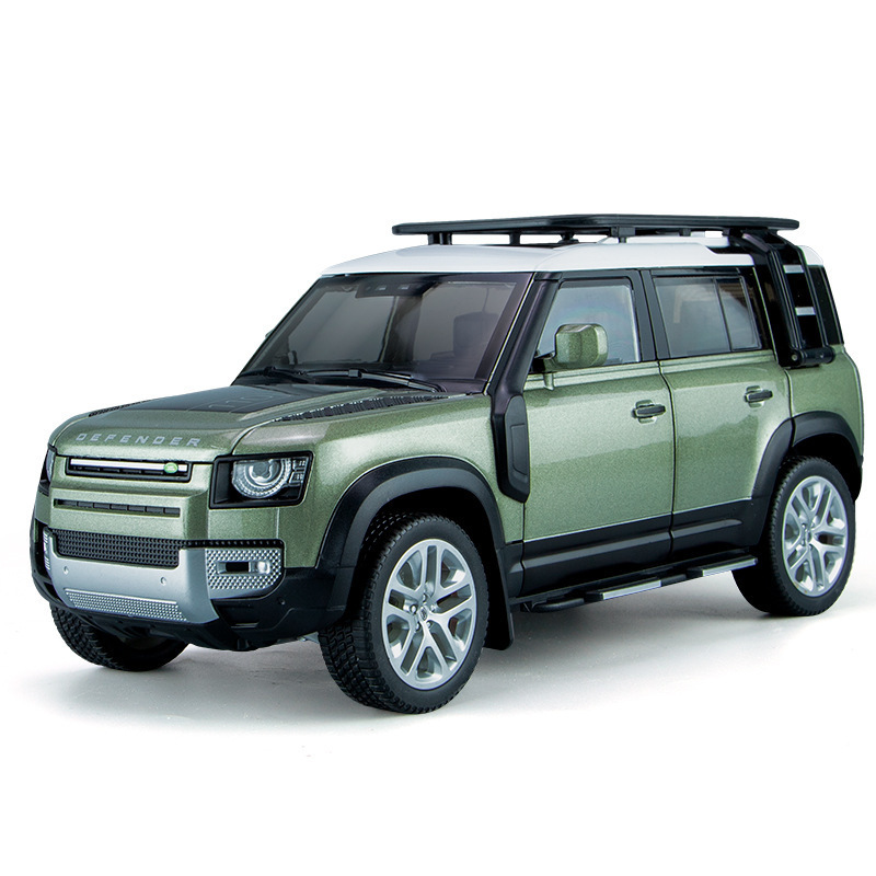 Diecast 1:18 Land Rover Defender car mould sound and light steering pullback shock absorber toy decoration metal alloy model car