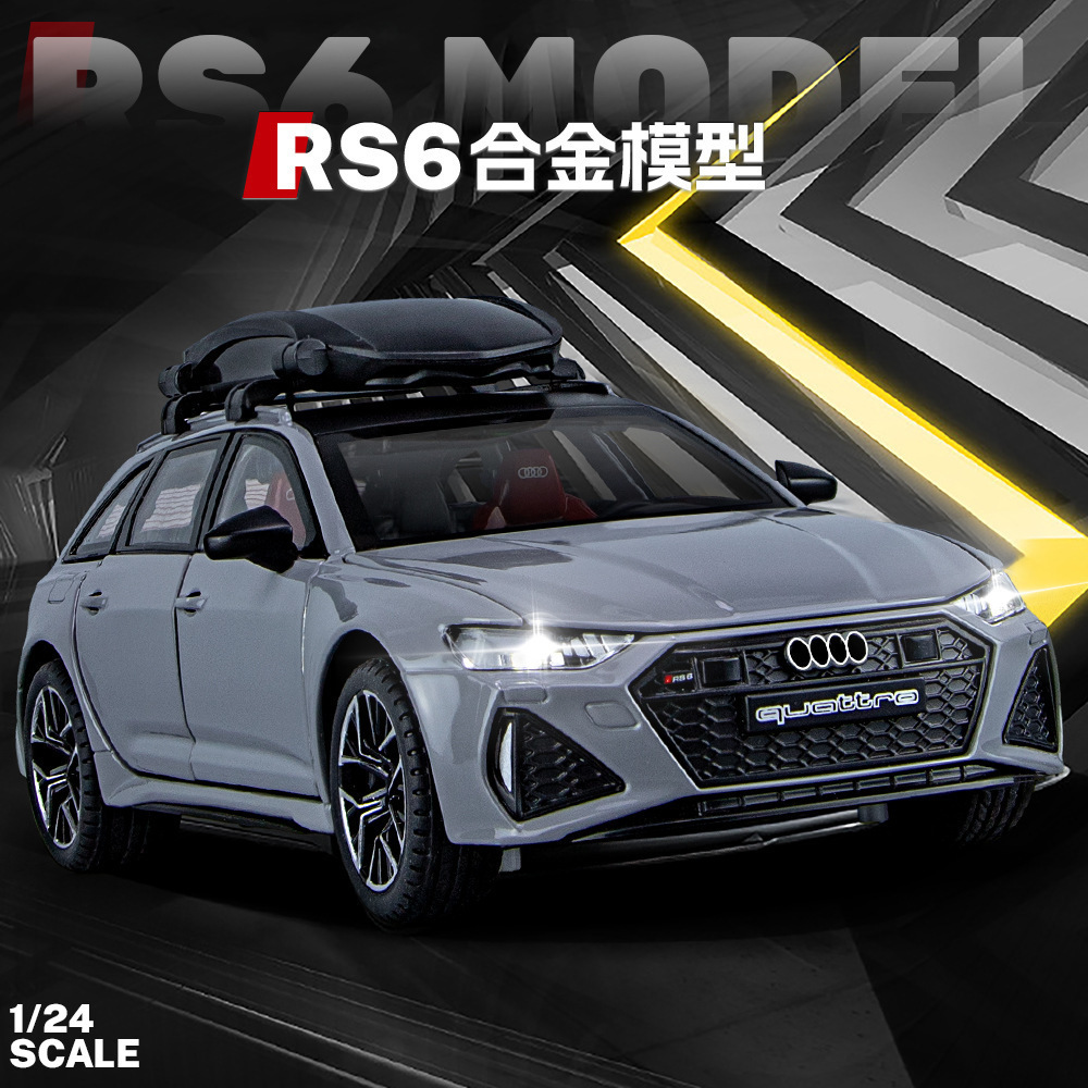 Die casting 1:24 Audi RS6 alloy car model simulation car toy pullback  sound and light metal collection car model