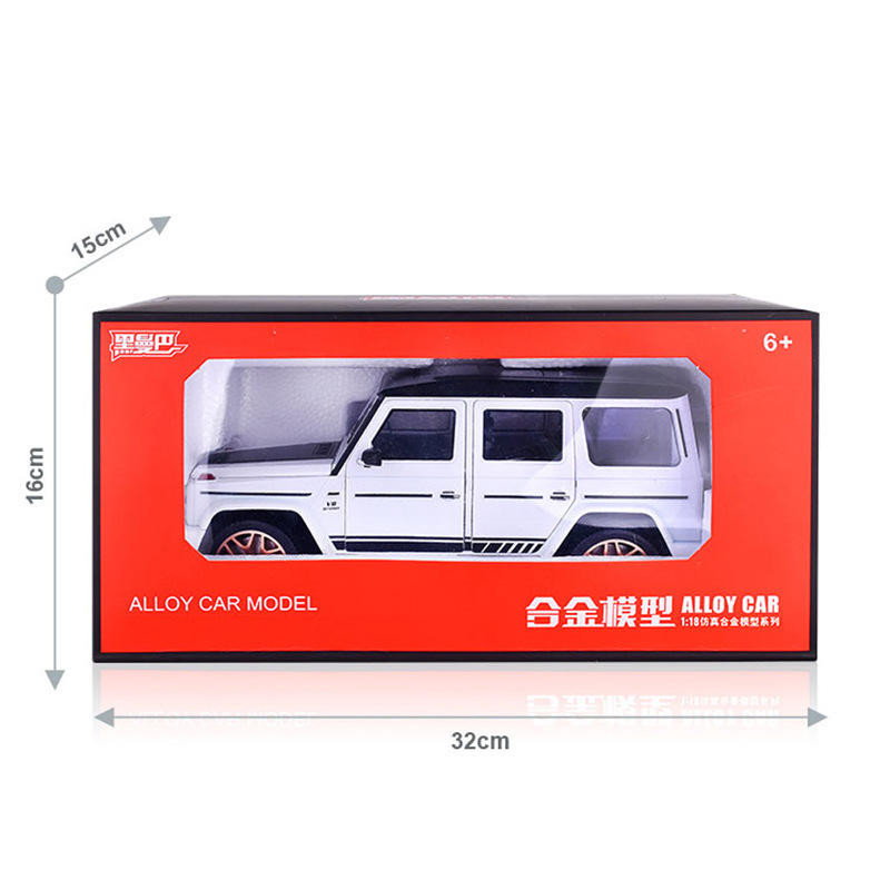 Die cast 1:18 Mercedes G63 SUV six door shock absorber alloy light and sound pullback multifunctional toy car model decorative