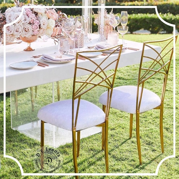 Luxury popular design chameleon mesh back iron wedding chair for wedding event and party used