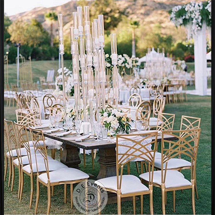 Luxury popular design chameleon mesh back iron wedding chair for wedding event and party used