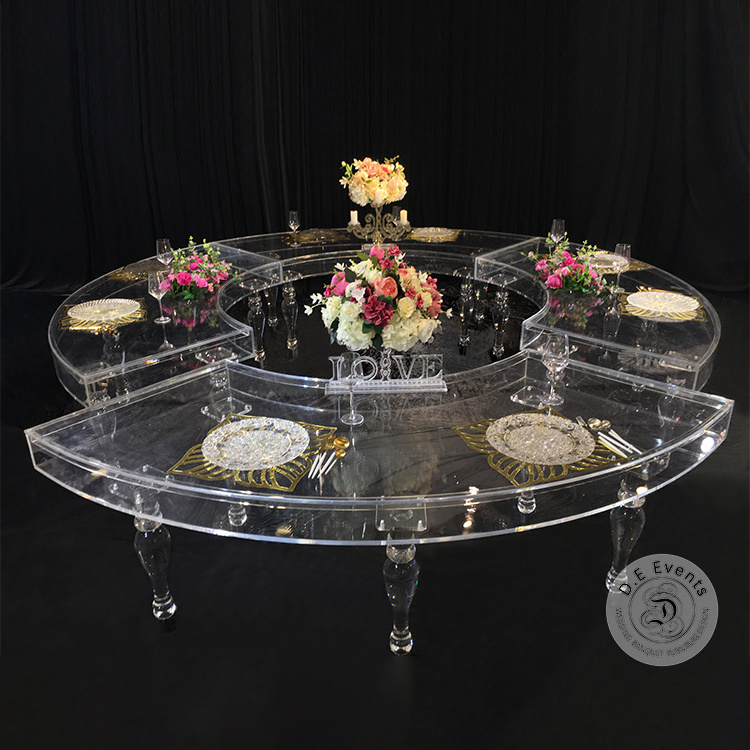 Luxury Wedding transparent acrylic Serpentine Party Table For Wedding Events