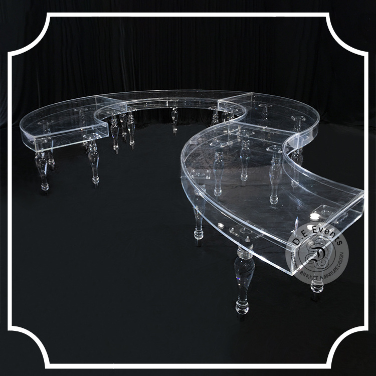 Luxury Wedding transparent acrylic Serpentine Party Table For Wedding Events