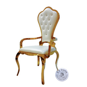 Commercial armchair furniture stainless steel gold wedding chair for bride and groom