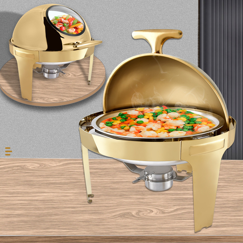 Gold Dish Stainless Steel Visual Oval Chafing Dish For Hotel Restaurant Supplies Buffet Stoves Chaffing Dish