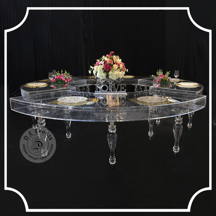 Luxury Wedding transparent acrylic Serpentine Party Table For Wedding Events