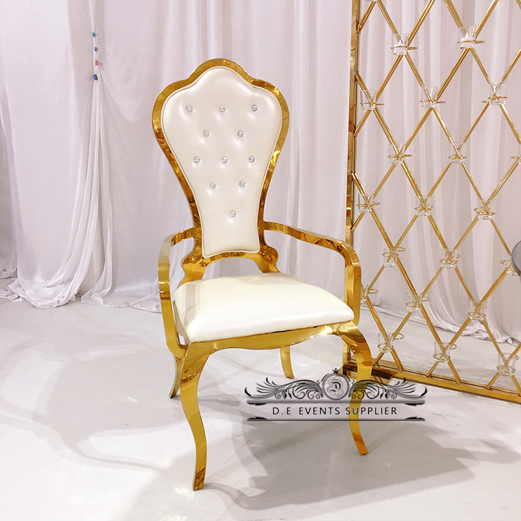 Commercial armchair furniture stainless steel gold wedding chair for bride and groom