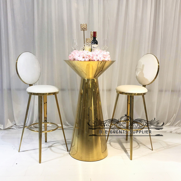 hot selling gold metal glass high luxury cocktail bar table for wedding banquet