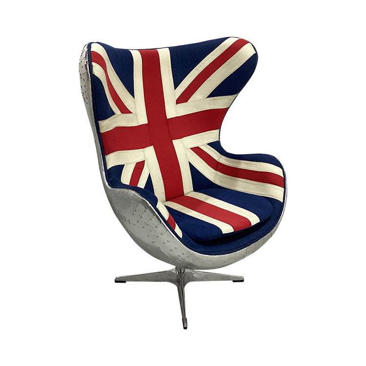 Defaico Home Office Aviation Furniture Chair Vintage Style Union Jack Aviator Egg Chair