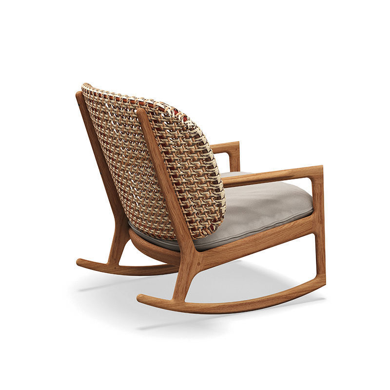 Outdoor Furniture High Back Outdoor Garden Rocking Chair Teak Woven Wicker Rocking Chair