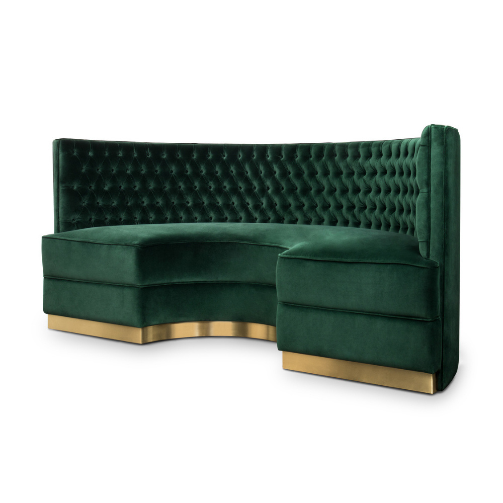 Custom Classic Deep Buttoned Velvet Half Circle Restaurant Booth Seats Luxury Curve Booth Sofa for Modern Nightclub Bar