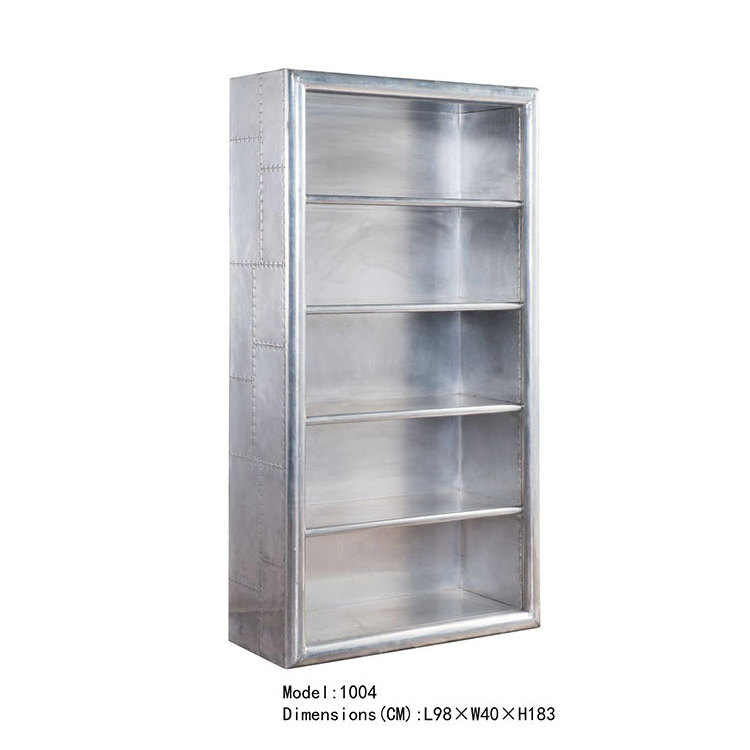 Slivery Aluminium Used Library Bookcases Double Sided Book Shelf