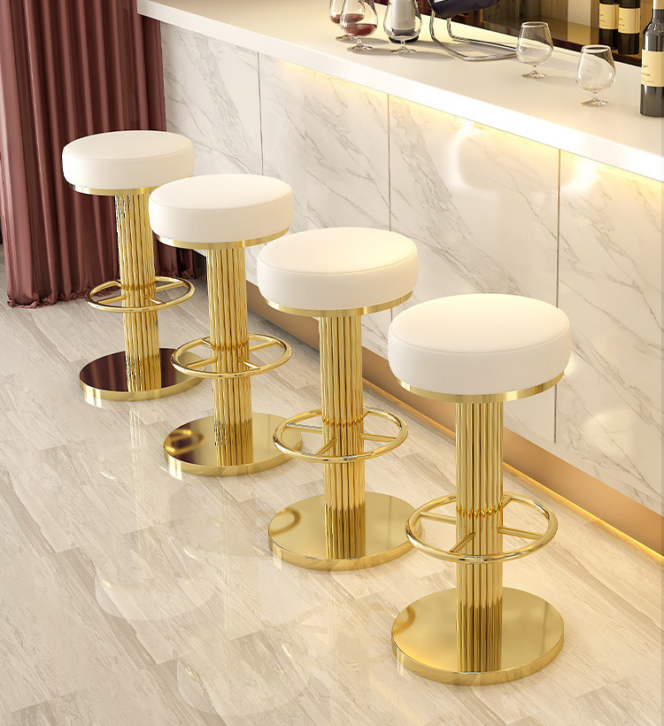 Custom Kitchen Gold Chair Modern Bar Stool Chairs Luxury Stainless Steel Nordic Velvet Bar Chair