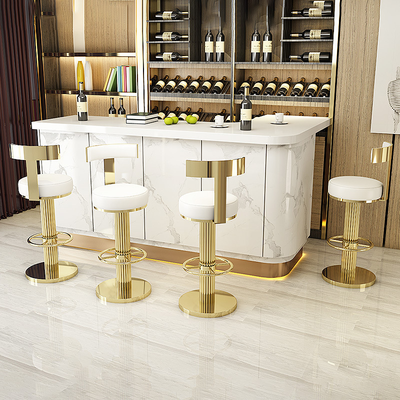 Custom Kitchen Gold Chair Modern Bar Stool Chairs Luxury Stainless Steel Nordic Velvet Bar Chair