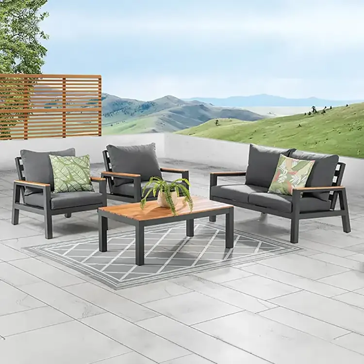 Waterproof Patio Outdoor Aluminum sofa set Garden Set 4 Piece garden sofa lounge set sofa